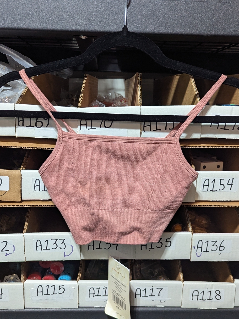 Fabletics Rose Pink Ribbed Cropped Cami | XS